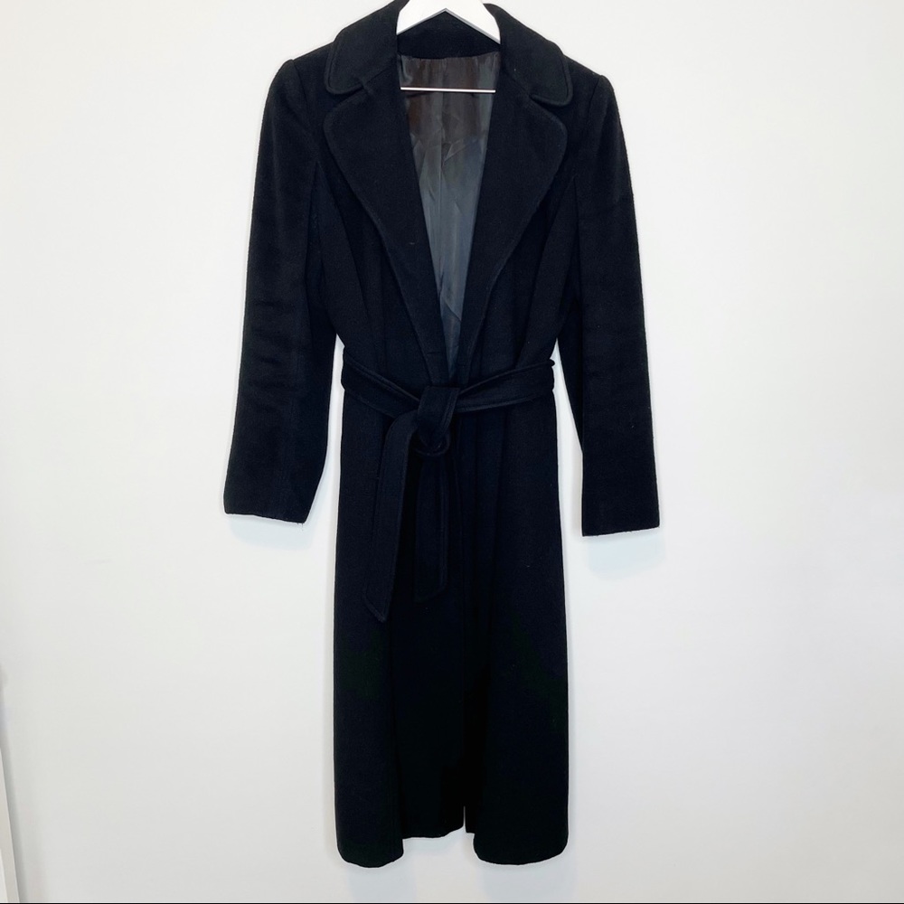 Regency Cashmere Vintage Black Long Belted Coat M